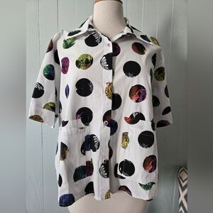 Kozan Colorful Polka Dot Button-Up Shirt Size XS